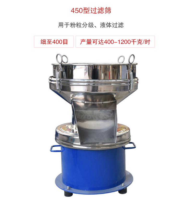 450型過濾篩用于粉粒分級(jí)、液體過濾